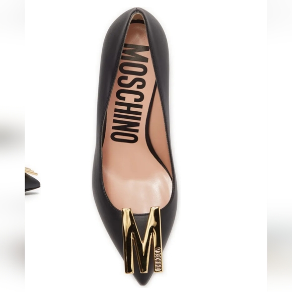 NIB MOSCHINO Logo Leather Pumps - Picture 3 of 6